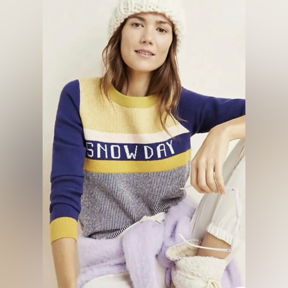 Anthropologie Snow Day Women's Colorblock Sweater